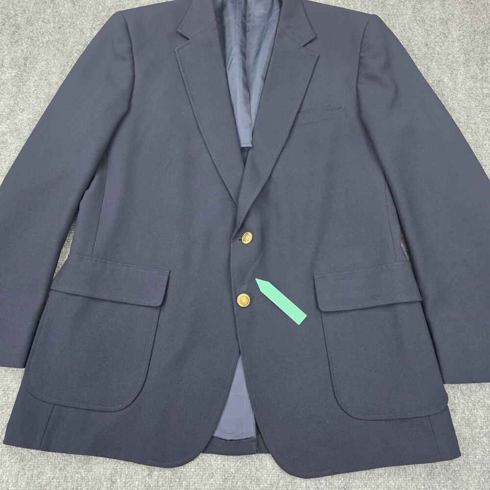 Vintage Perma-Prest Blazer Mens 46 Long Navy Gold Buttons USA Classic Collection - Picture 12 of 16